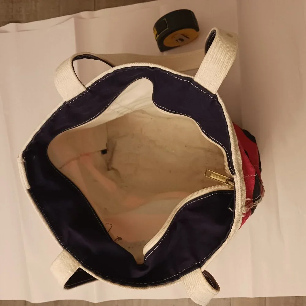 LL Bean pink navy stripe canvas medium usa - Picture 4 of 7